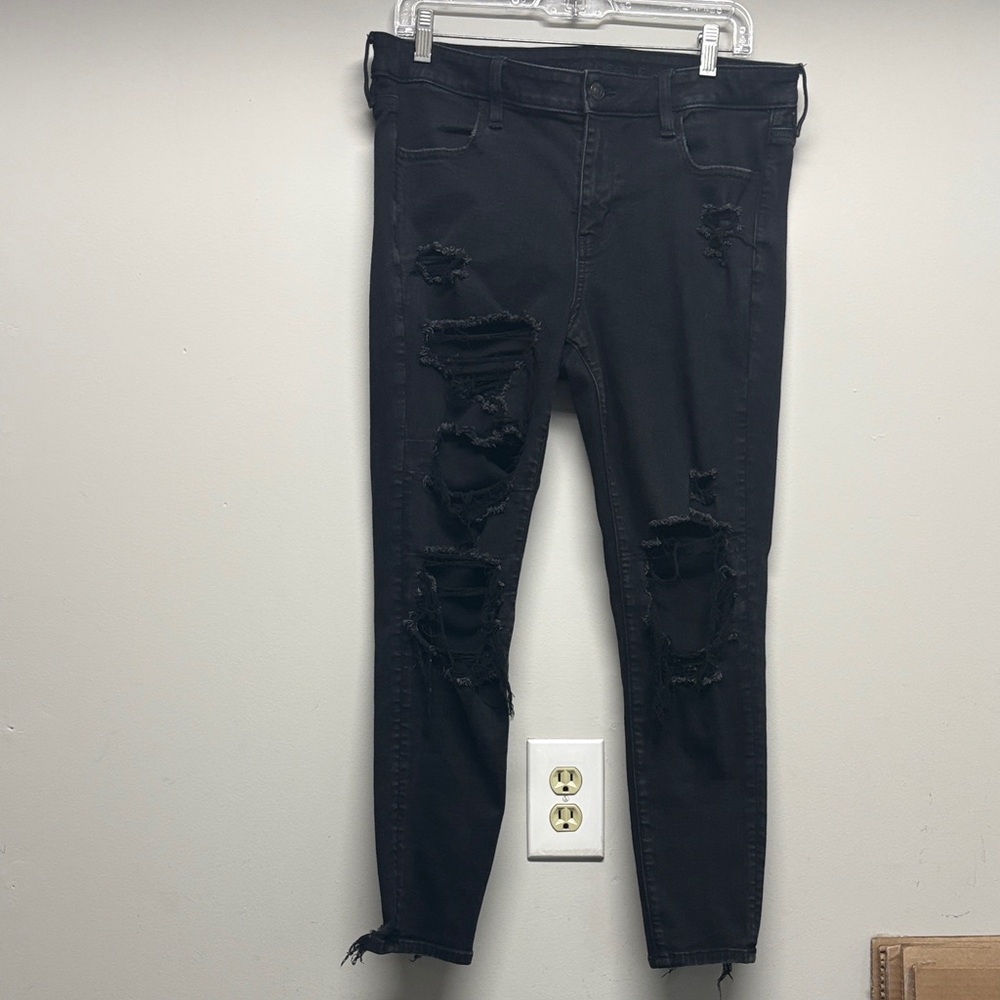 American Eagle Outfitters Black Ripped Skinny Jeans